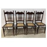 4 Crestback Oak Press Back Spindle Chairs