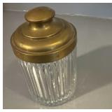 Vtg Brass& glass Tobacco jar