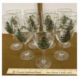 Spode Christmas Glasses 4 goblets. 7 wine
