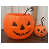 2 Vintage Blow Mold Pumpkin Pails
