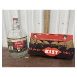 Coca Cola gallon glass jug and Kist bottle rack