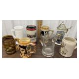 8 beer steins - McCoy, Germany, Japan, Budweiser,