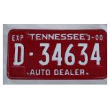 Tennessee Auto Dealer Expired License Plate