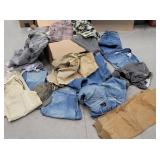 Huge box old patched work jeans & shirts
