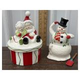 Christmas lefton ceramic dish and snow man cream