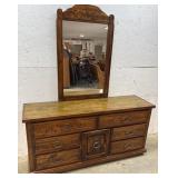 6 Drawer 1 Door Dresser With Mirror 64x18x32