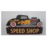 Custom Speed Shop Hot Rod Sign on Board 13" wide