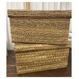 Pair wicker style lidded box/baskets