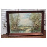 Walnut serving tray - Victorian scene