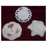 3 Vintage Westmoreland Milk Glass Pieces,