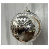 Large Mercury glass etched ornament approx,