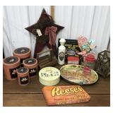 Nesting tins, Peanuts tin, bottle, Anheuser Busch