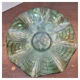 Star of David" Iridescent Art Glass Ruffle Bowl -