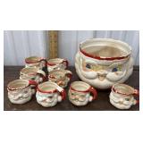 Holt Howard punch bowl and 8 mugs *all showing