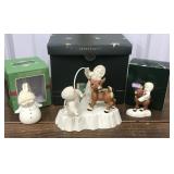 Snowbabies- Rudolph gets ready, smiling snowman,