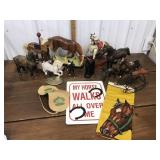 Horse figures, sign, etc *some damage