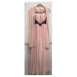 Pretty pink beaded chiffon gown & wrap size 14