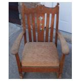 Antique Arts & Crafts Mission 1/4 Sawn Oak Rocker