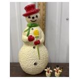 Small snowman and pair mini vintage plastic