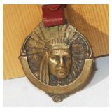 Antique Red Man Brass Fob