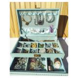 MCM Jewelry Box with lots of Rhinestone Pieces