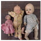 3 Vintage Dolls *showing Their Age