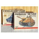 Vintage Military Tank Model Kits. Open boxes,