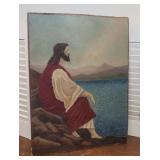 Folksy painting on board - Jesus