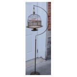 Antique HENDRYX Brass Bird Cage & Stand 63 1/2"