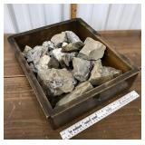 Wooden drawer full of rocks w/ Herkimer diamonds