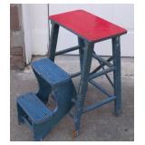Vintage Primitive Wood Folding Step Stool 23 1/2"
