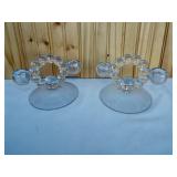 Pair of Imperial Glass Candlewick Double Candle