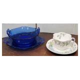 Cobalt blue bowl / plate & Shelley cup & saucer