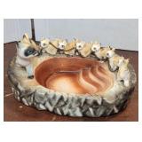 Siamese cats mid century ashtray - very dirty
