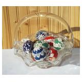Glass Basket with Hand Decorated Egg