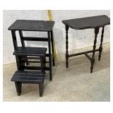 Brown stand and folding step stool