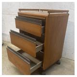 Tin and wood file cabinet 21x16x32