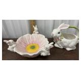Easter Bunny ceramic basket and candy dish