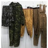 Outdoor clothing- coveralls, pants *some damage &