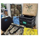Tote bags, handy cart, and back support