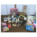 Toy tea sets, toys, puzzles, drawer pulls, salt &