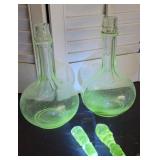2 glow glass bottles W/2 stoppers