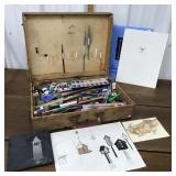 Dovetailed artist Box full of painting supplies