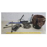 Grease guns, bucket caddy, pole sander