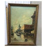 Large Painting of Grand Canal Venice, signed,