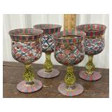 Mackenzie Childs 1991 Circus Tall Water Goblets