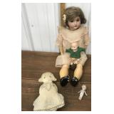 4 dolls- 2 made in Germany w/ eyes that open &