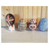Ceramic Mold Eggs. Hand-painted. Three say