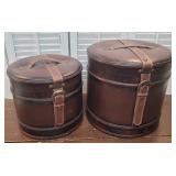 2 Decorative Leather Looking Storage Boxes/stools