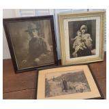 3 frames - Nice sheep engraving, military photo,